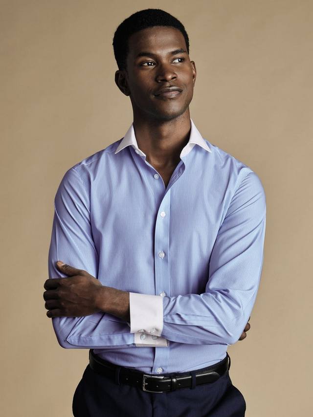 

Рубашка Winchester Cotton Stripe с длинными рукавами и воротником Charles Tyrwhitt