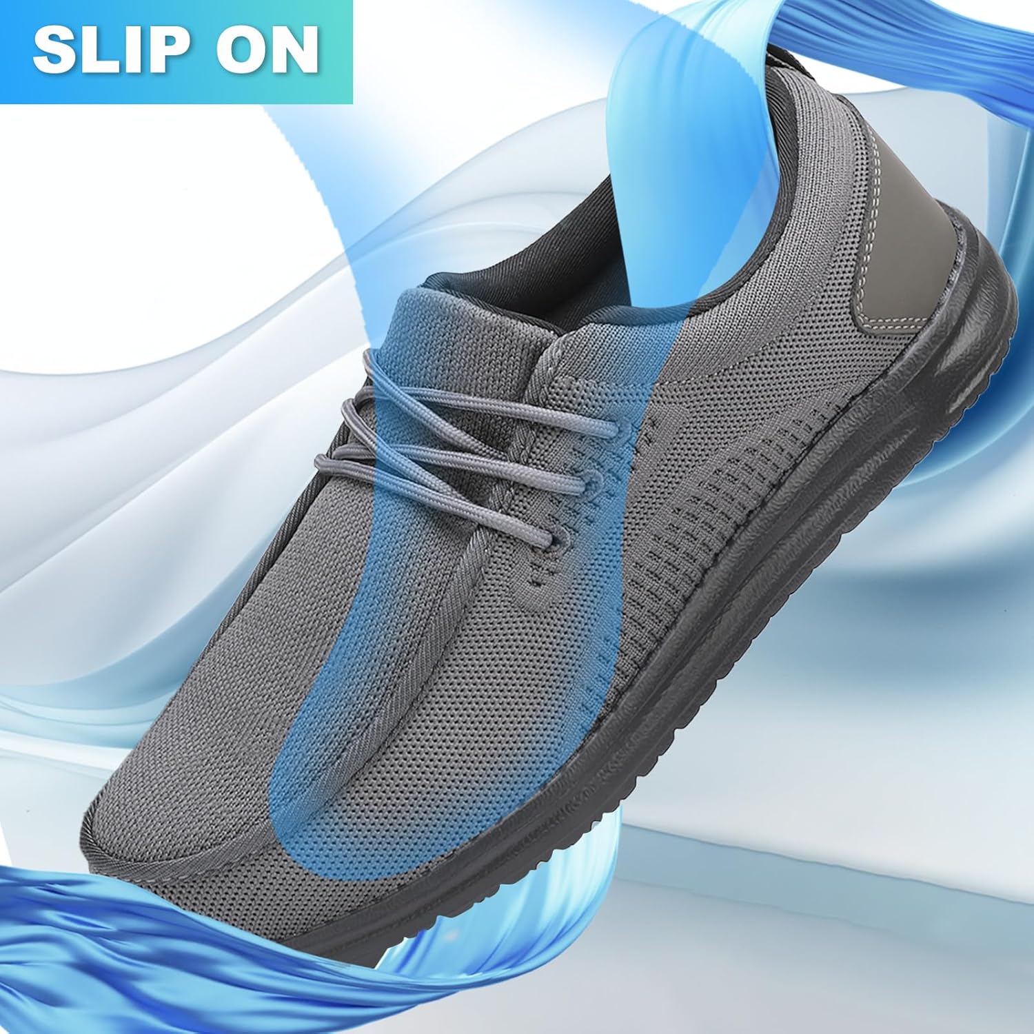 Мужские слипоны с защищенным стальным носком VikoViren, противоскользящие, проколоустойчивые, неразрушимые, легкие, комфортные строительные кроссовки, серый — фото 4