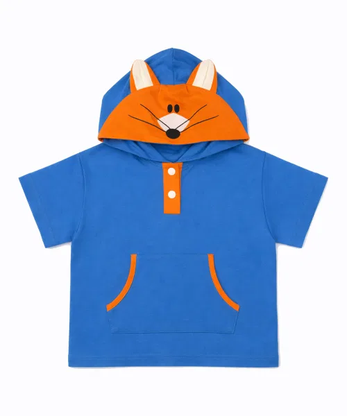Детская футболка-худи MINIDOU Fox Kids с капюшоном, синяя — фото 4