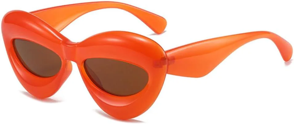 

Солнцезащитные очки LVTFCO Retro Cat Eye Candy Color для женщин, модные, с овальными линзами, защита от УФ-излучения UV400, для мужчин, желто-розовые, Orange Tea