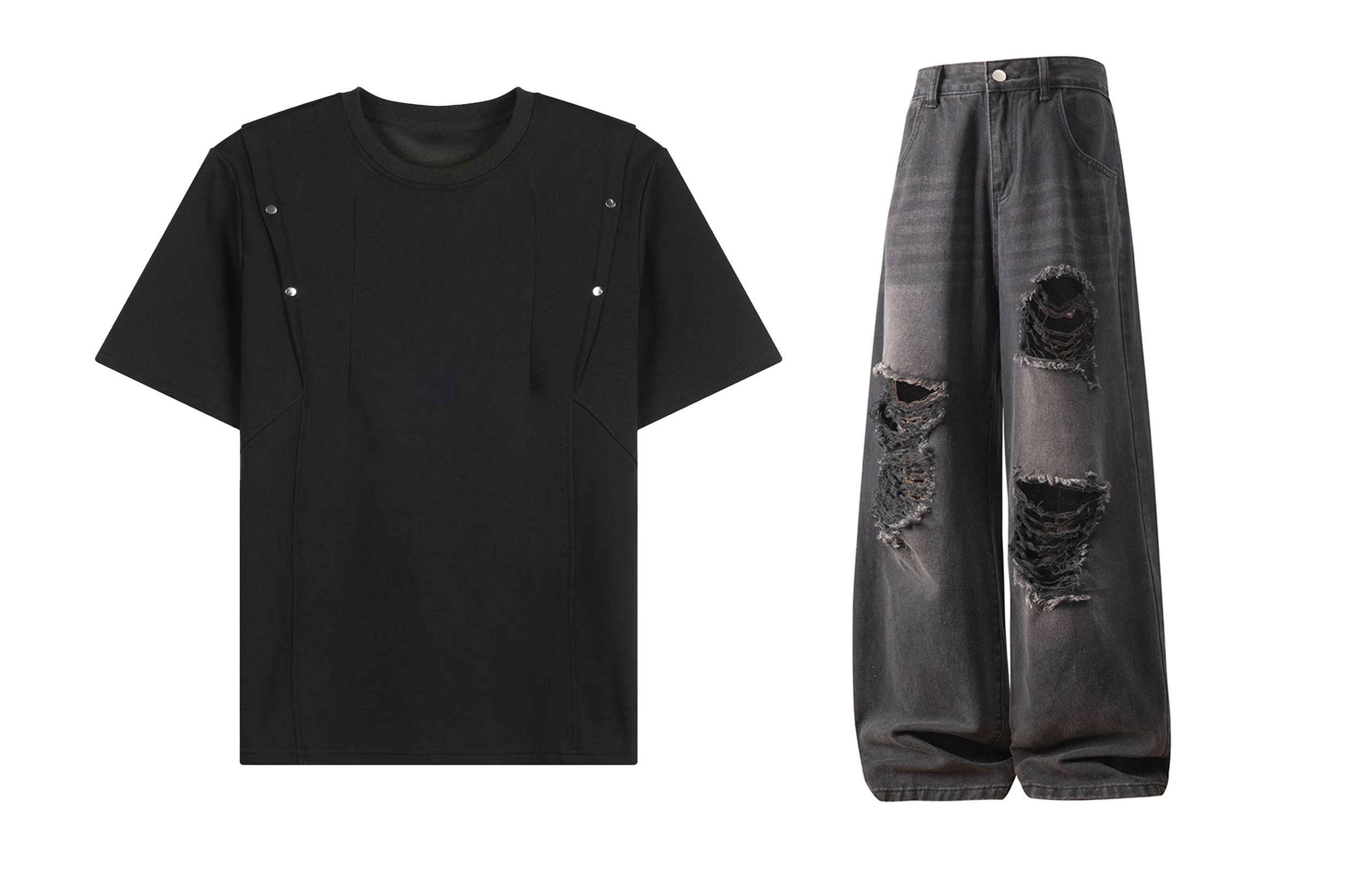 

Повседневный спортивный свитер Unisex с круглой горловиной Moderate X1617, черный short-sleeved shirt+черный pants