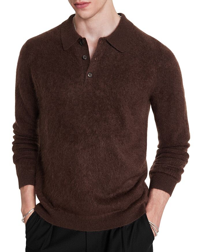 

Свитер-поло Verona Regular Fit из кашемира John Varvatos, коричневый