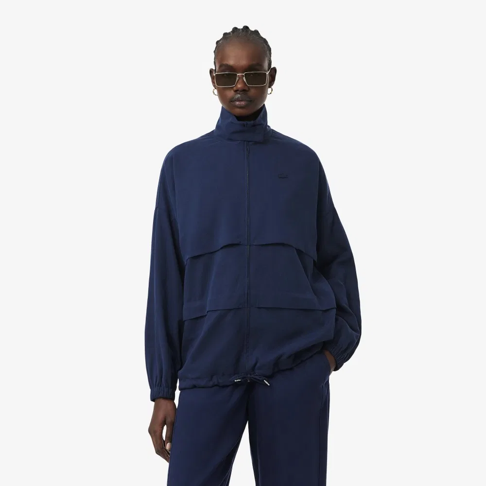 Женская спортивная куртка Lacoste из смесового льна, тёмно-синяя