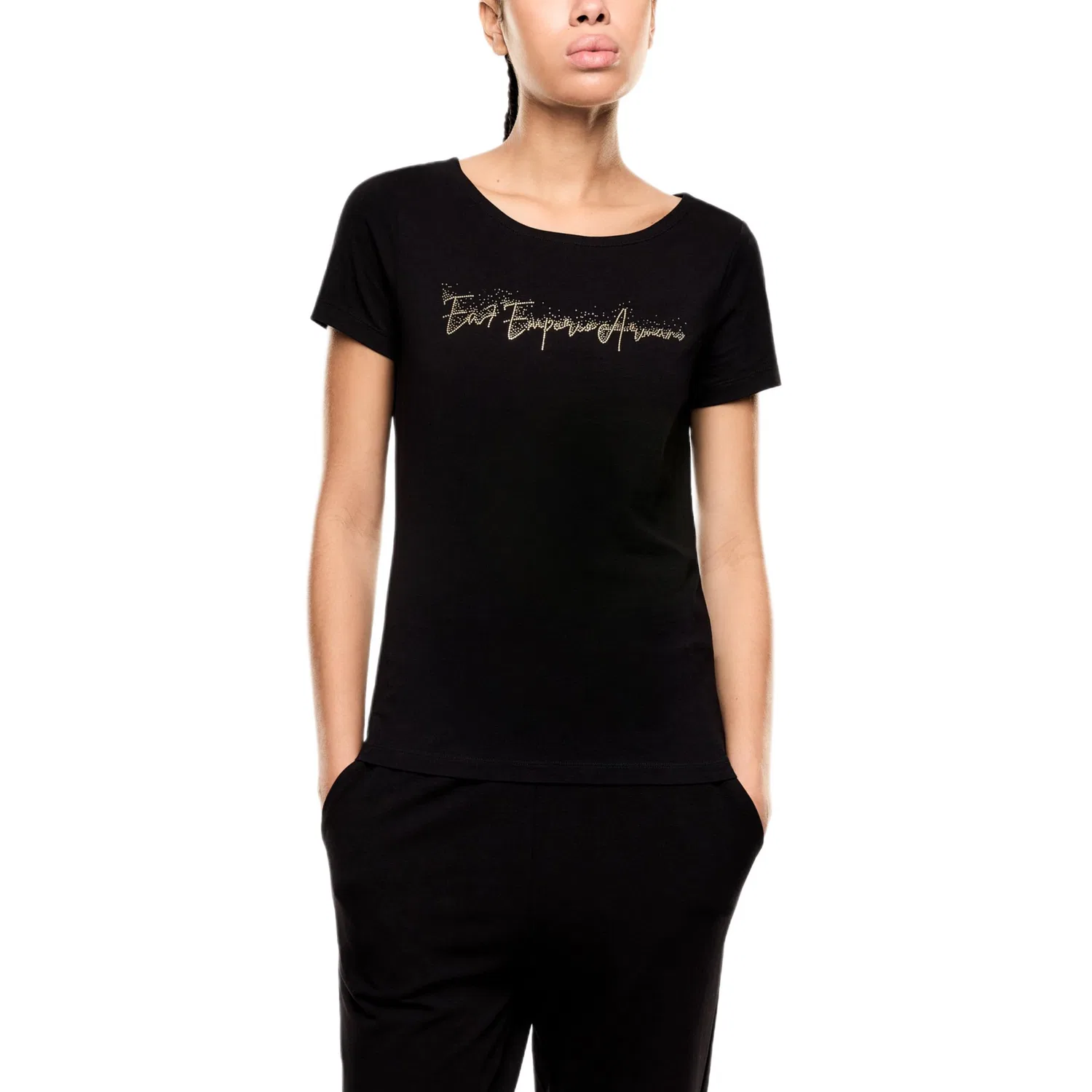 Футболка Regular EMPORIO ARMANI черная — фото 4
