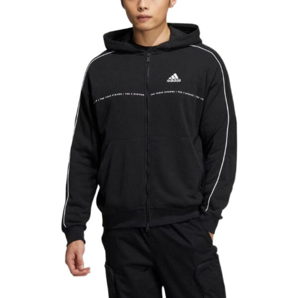 Толстовка Adidas Word SWT Full-Zip Hoodie 'Black', черный — фото 4