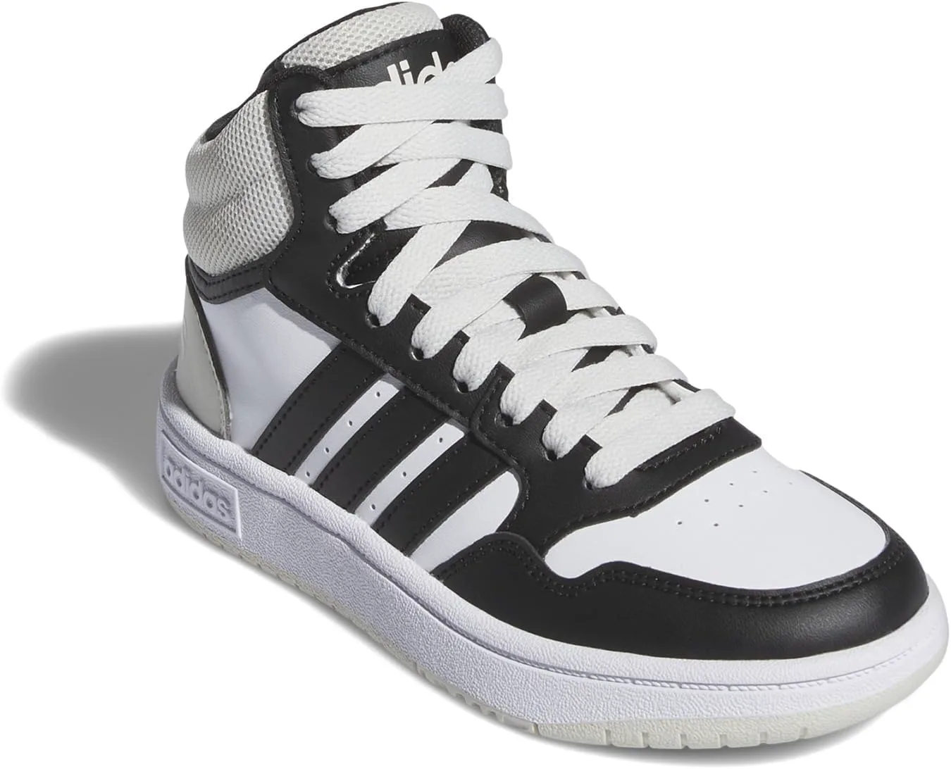 Баскетбольные кроссовки Adidas Kids' Hoopds среднего верха, серый/черный/белый — фото 4