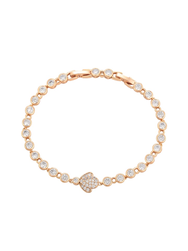 

Faina Женский браслет с кристаллами, розовое золото, белый