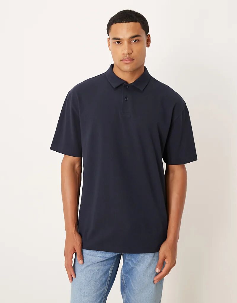 

Свободное поло ASOS DESIGN из темно-синего пике