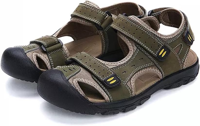 

Мужские спортивные походные сандалии Asifn, регулируемые, повседневные, спортивные, рыбацкие, для пляжа, кожаные, с закрытым носком, противоударные, летние, зеленый