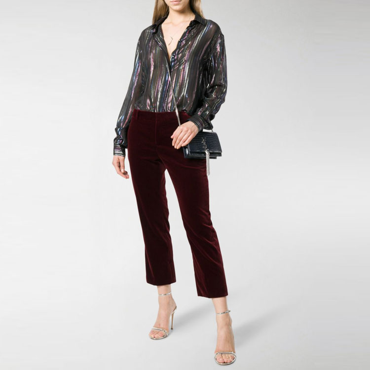 Повседневные брюки женские черные красные SAINT LAURENT — фото 3