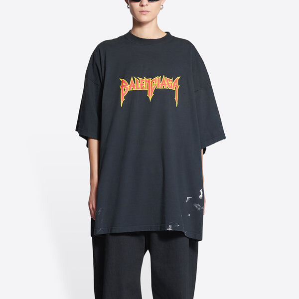 Футболка metallica short sleeve t-shirt oversized fit 'black orange' Balenciaga, черный — фото 4