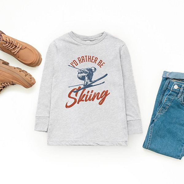 Футболка с принтом I'd rather be skiing The Juniper Shop, Heather Grey — фото 3