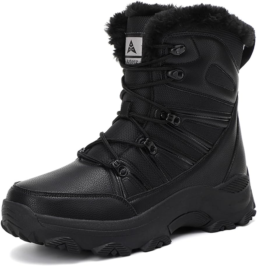 

Зимние мужские ботинки Asifn Snow, модные утепленные ботинки на шнуровке для улицы, водонепроницаемые с подошвой из ТПР, противоскользящие, для прогулок, повседневного ношения и походов, черный