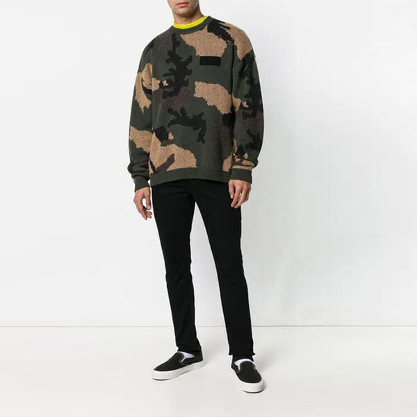 Свитер men's loose green camouflage Off-White, зеленый — фото 4