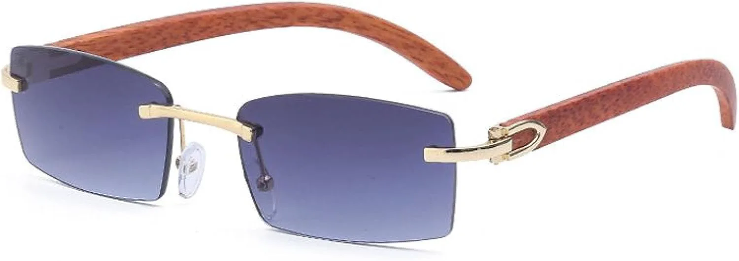 

Мужские прямоугольные солнцезащитные очки в стиле панк без оправы, модные, винтажные, стильные, маленькие, с защитой от УФ-излучения UV400 TVTBBVV, C8golddoublegray