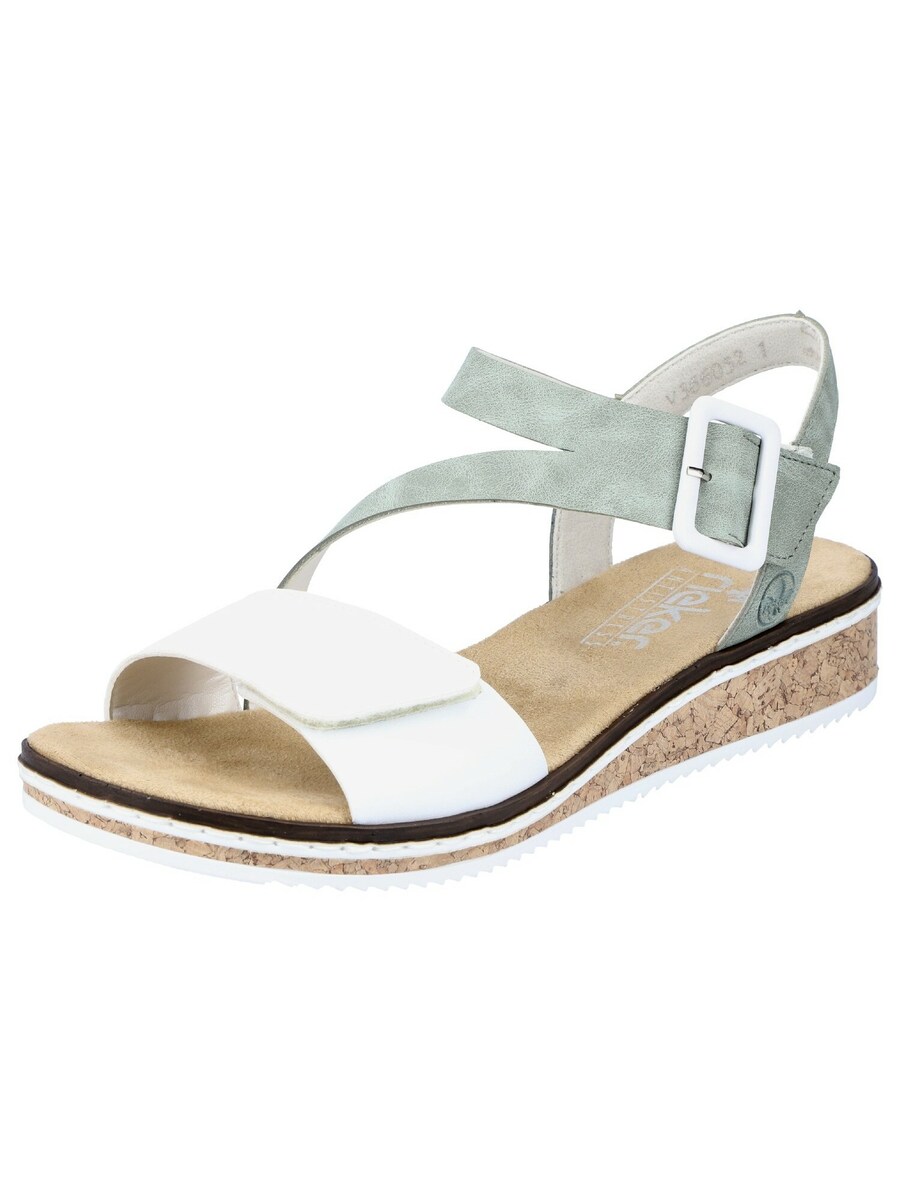 Босоножки на ремешках Rieker, цвет Pastel green/White