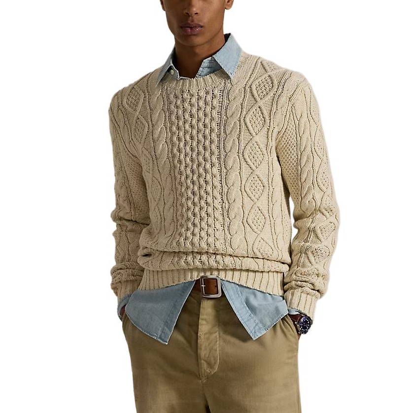 Кабельный свитер Polo Ralph Lauren, oats mixed color — фото 3