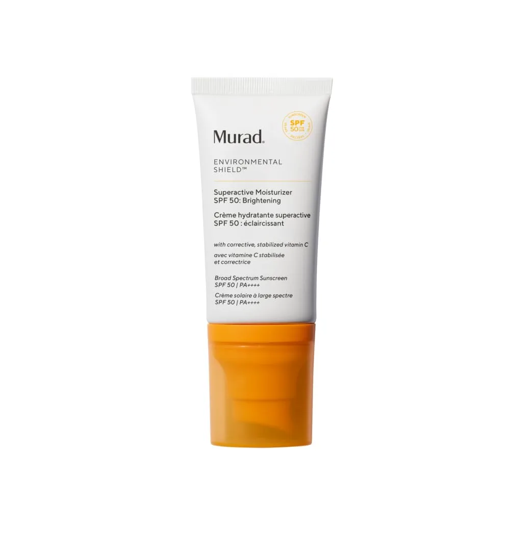 Murad Superactive Brightening Moisturizer SPF 50 - увлажняющий солнцезащитный крем для лица с витамином C и технологией lipid-boosting для защиты от UVA/UVB, 50 мл, white