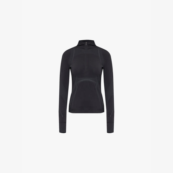 

Прорезиненный беговой топ из переработанного трикотажного стретч-джерси Adidas By Stella Mccartney, черный