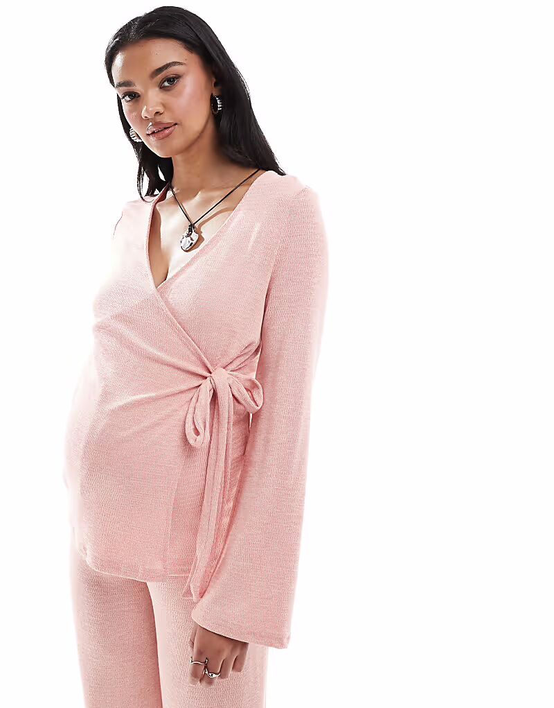

Топ-обертка Mamalicious Maternity из толстого трикотажного джерси цвета розового