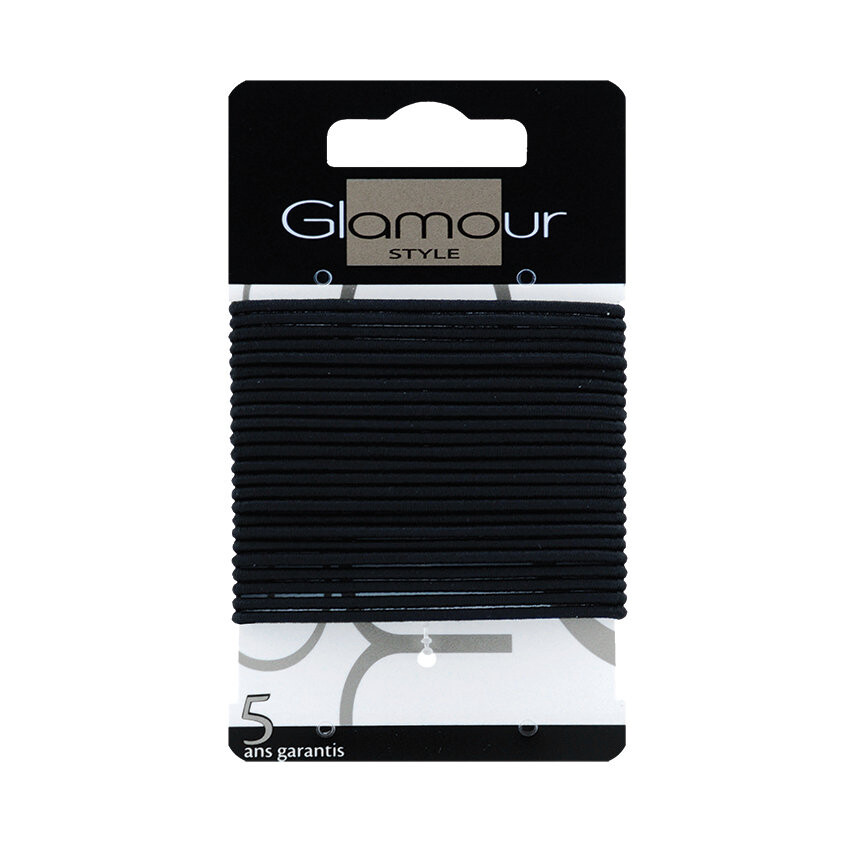 

Glamour, Резинки для волос тонкие, Черный, 24 шт