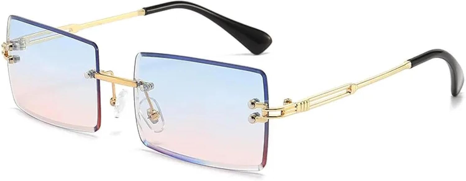 

Винтажные модные солнцезащитные очки для женщин, без оправы, прямоугольные, с градиентным покрытием, защита от УФ-излучения UV400, для летнего отдыха и путешествий TVTBBVV, Blue