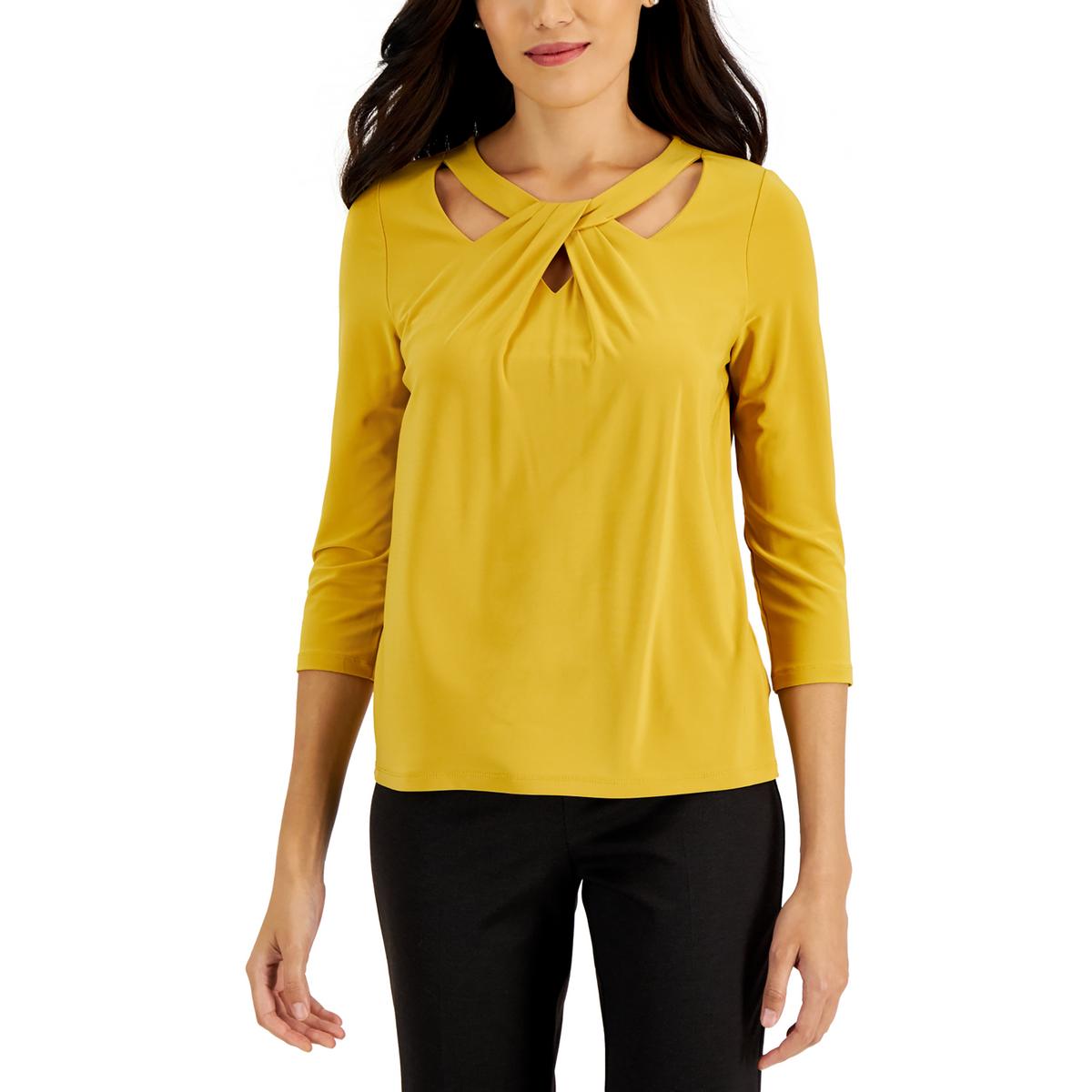 

Женская блузка Petites Twist Neckline Career Kasper, цвет marigold