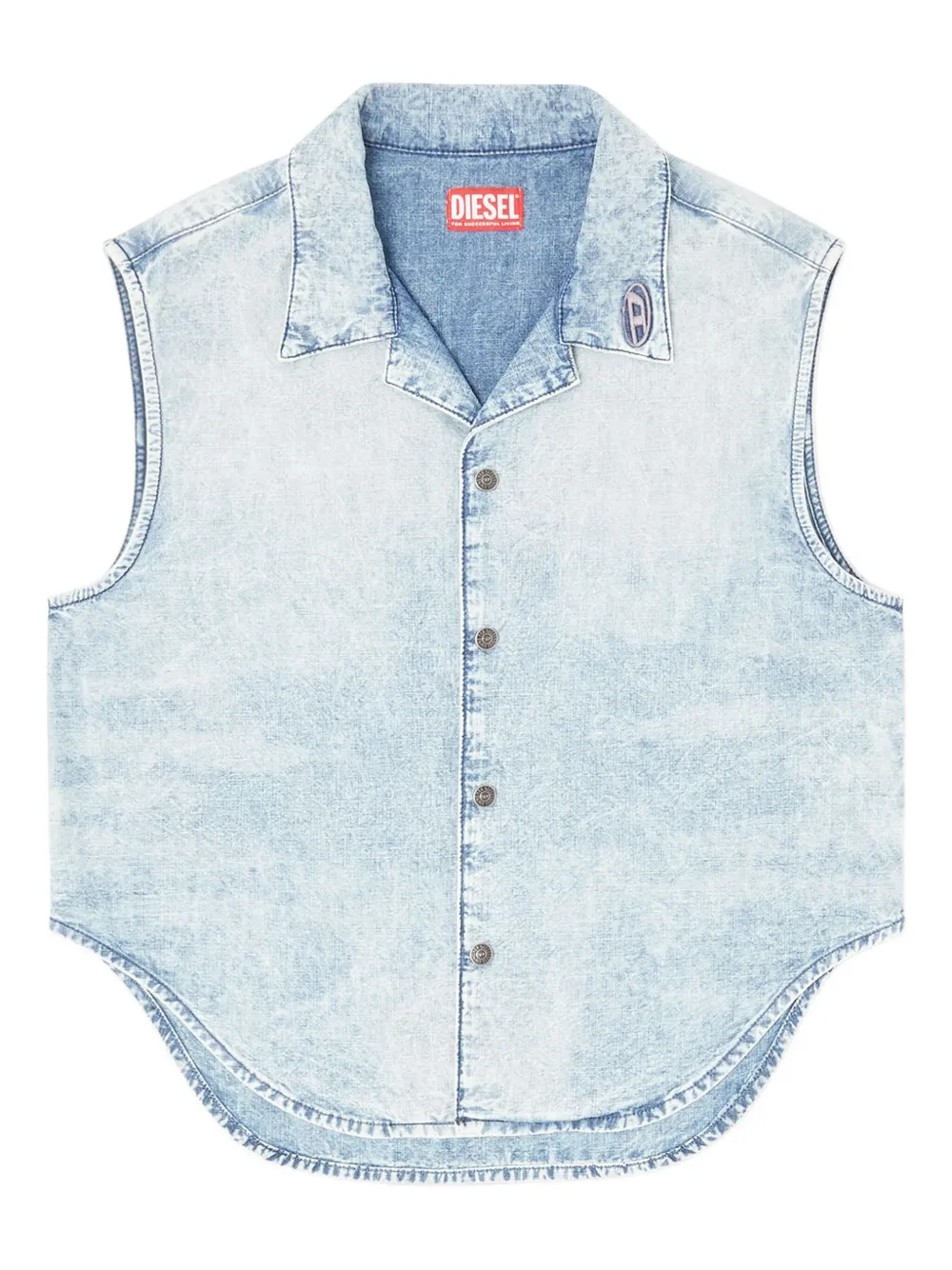 

Джинсовый жилет с вышитым логотипом DIESEL, синий