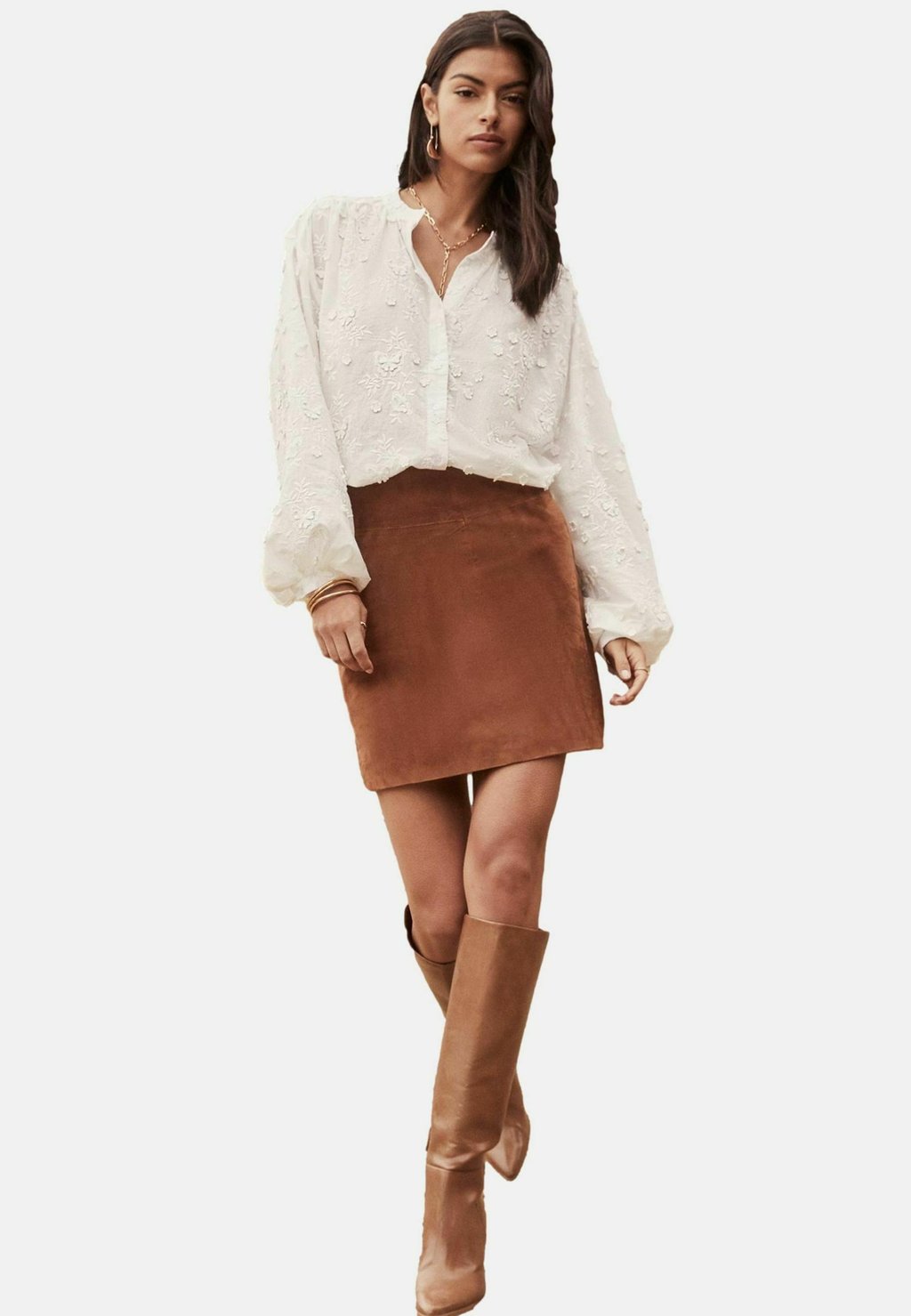 

Блуза REGULAR FIT- LONG SLEEVE GRANDAD COLLAR Lipsy, белый
