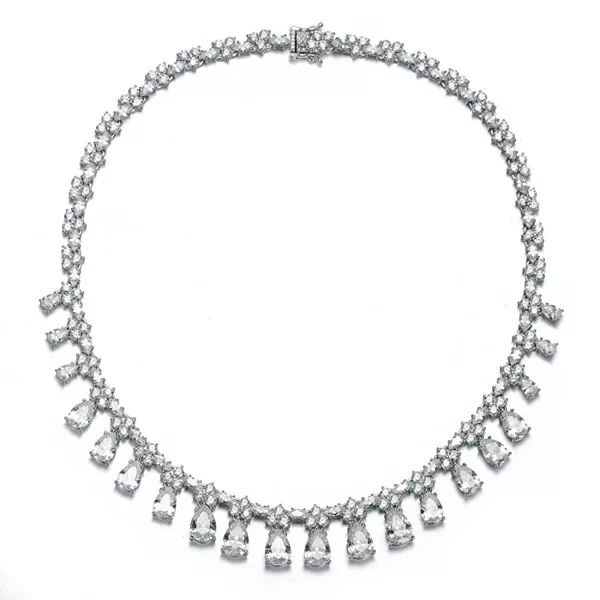 

Вечернее колье из стерлингового серебра с покрытием из белого золота и кубическими цирконами Genevive, white