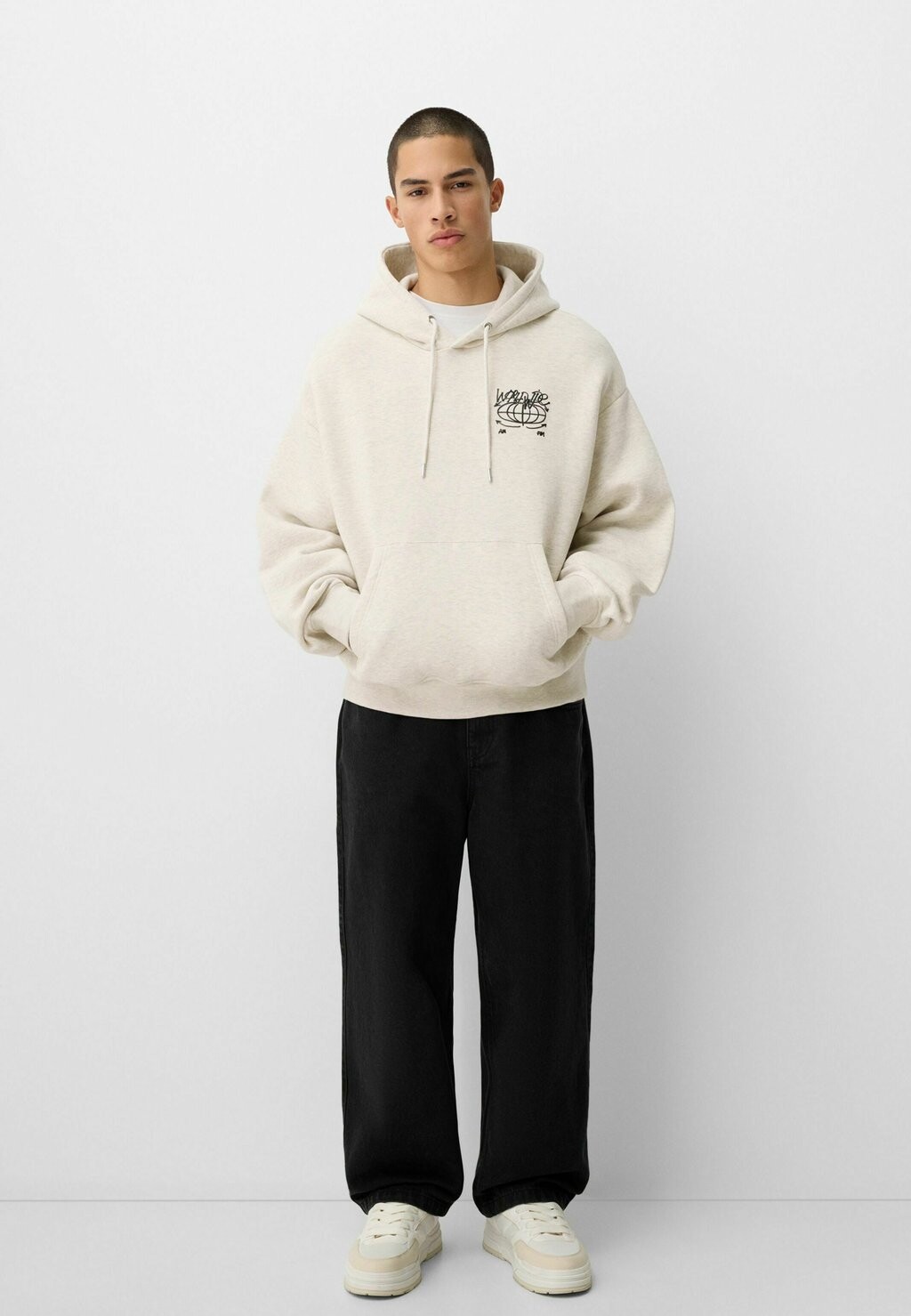 

Толстовка с капюшоном BOXY FIT Bershka, бежевый