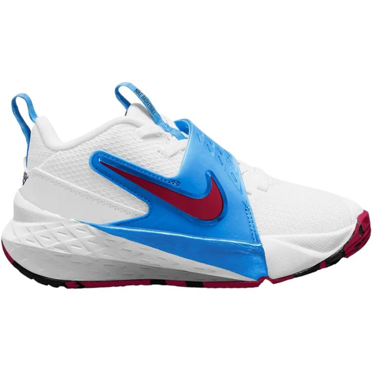 Низкие кроссовки Team Hustle D 12 для детей от 3 до 7 лет, устойчивые к истиранию Nike, белый/синий/красный — фото 2
