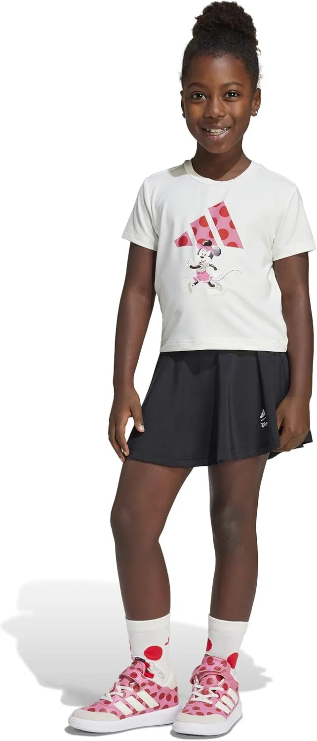 Детский комплект футболка и шорты adidas Disney Minnie Mouse, Off White/Pink Fusion/Pure Ruby