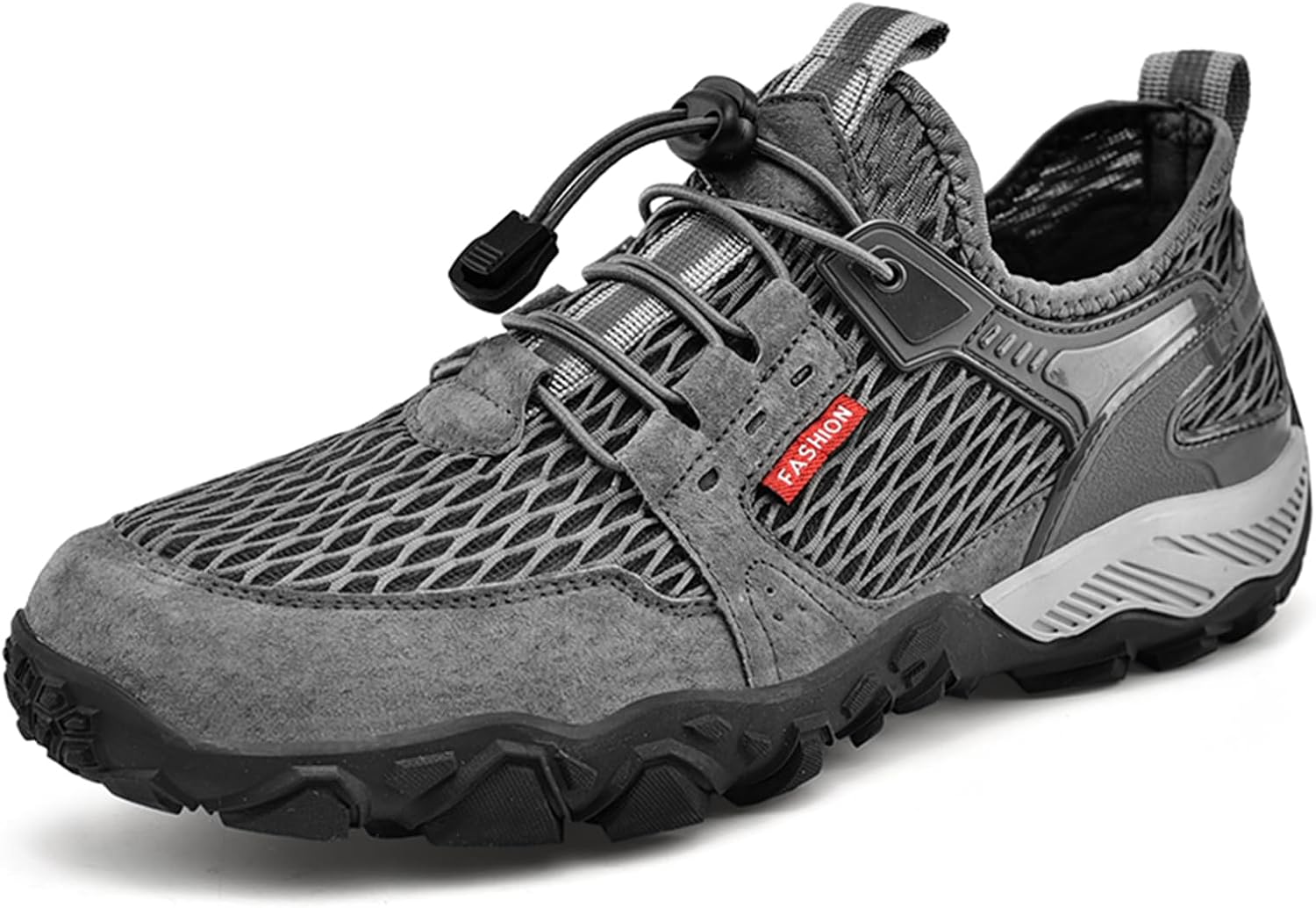 

Мужские дышащие повседневные кроссовки из сетки, легкие, противоскользящие, для походов на свежем воздухе, больших размеров, для альпинизма и пересечения ручьев Abborora, серый