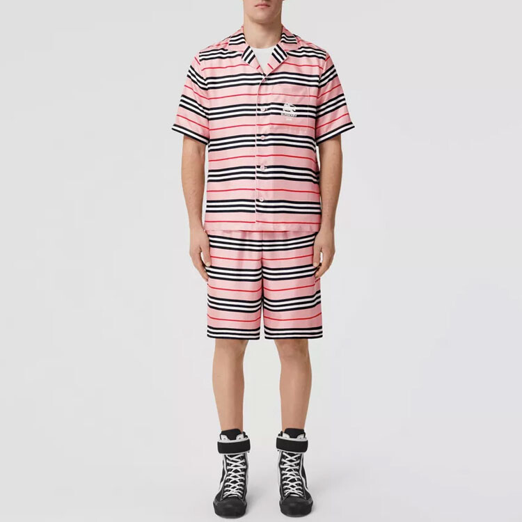 Шорты из шелкового твила Burberry Supreme X Icon Stripe, женские, розовый — фото 2