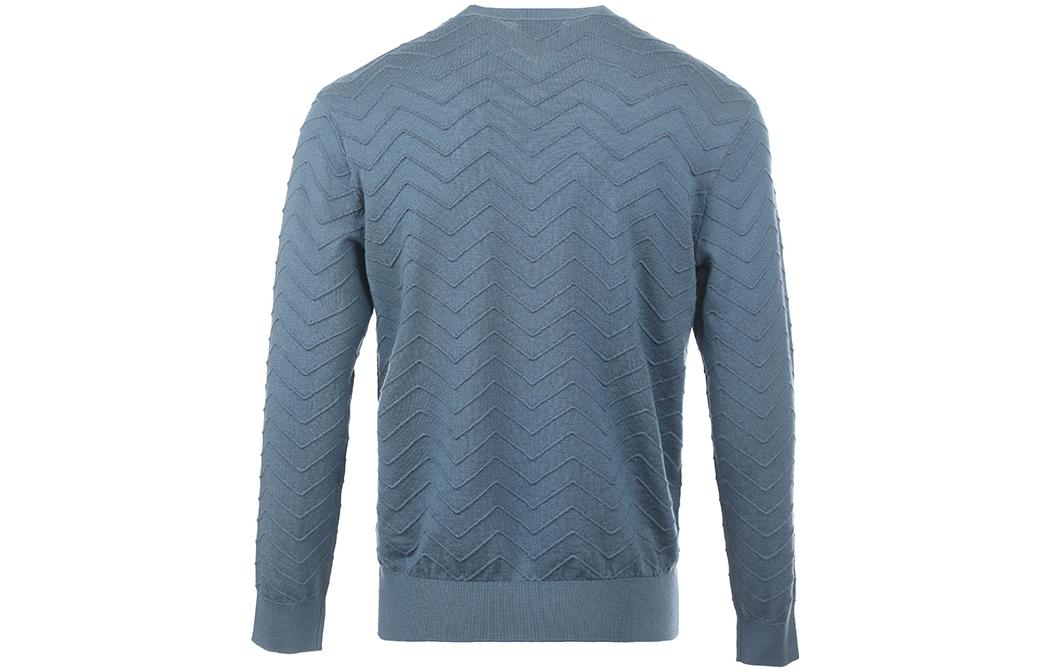 EMPORIO ARMANI Трикотажный свитер мужской синий — фото 4