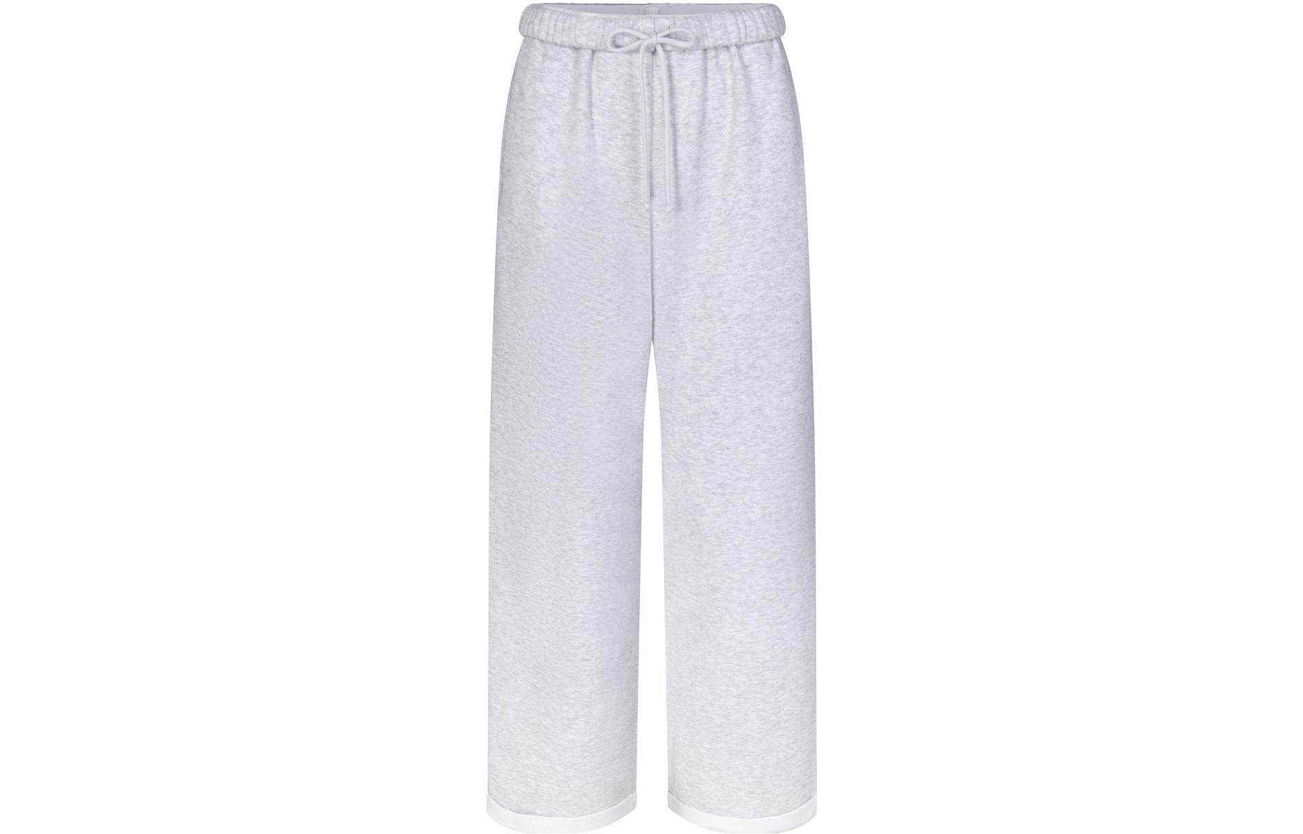 

Хлопковые брюки классического прямого кроя Skims, светло-серый