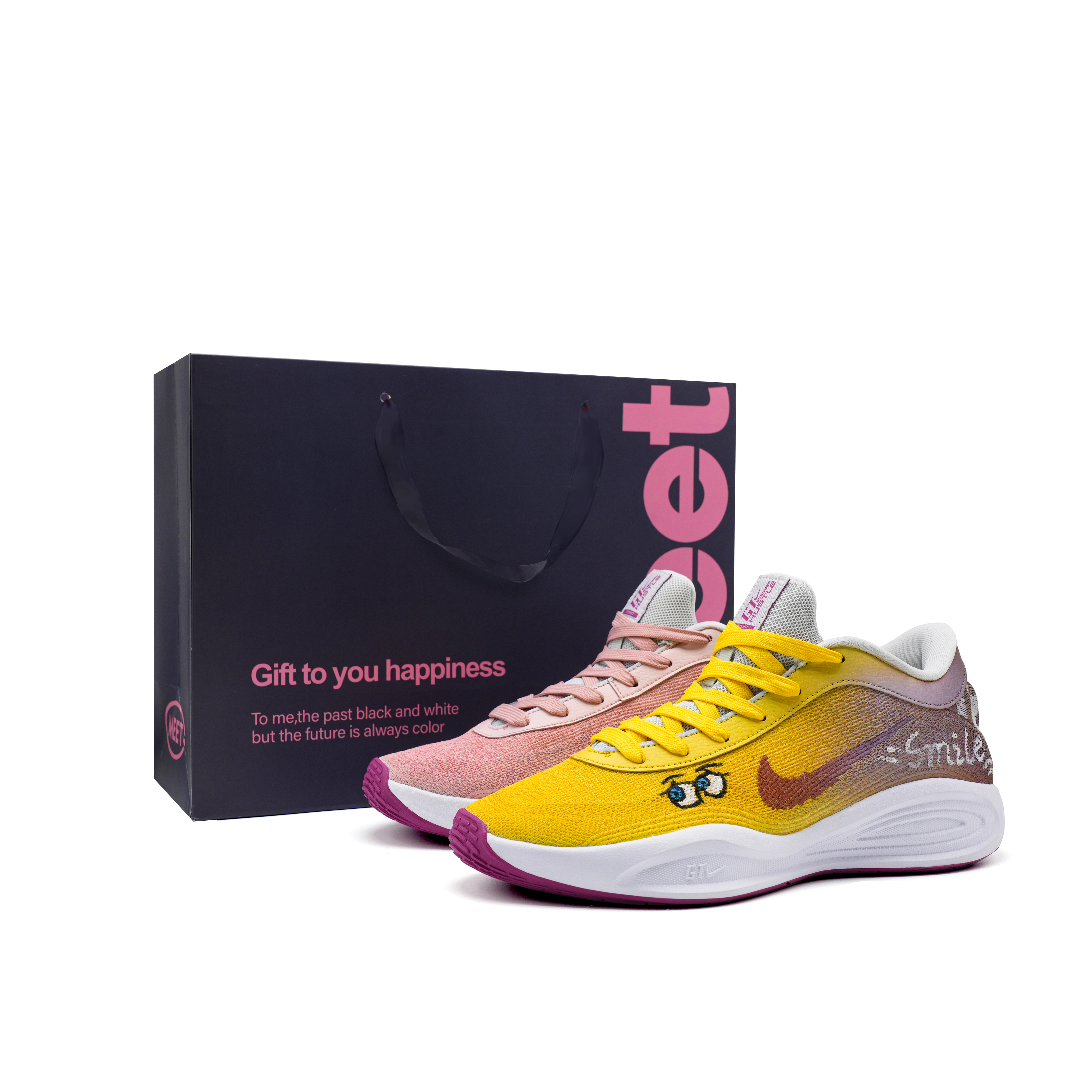 

Nike Баскетбольные кроссовки GT Hustle Academy Wonder World Shock Absorbers Low Top, мужские, желто-розовые