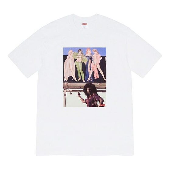 

Футболка fw19 week 7 american picture tee usa photo printing short sleeve white Supreme, белый