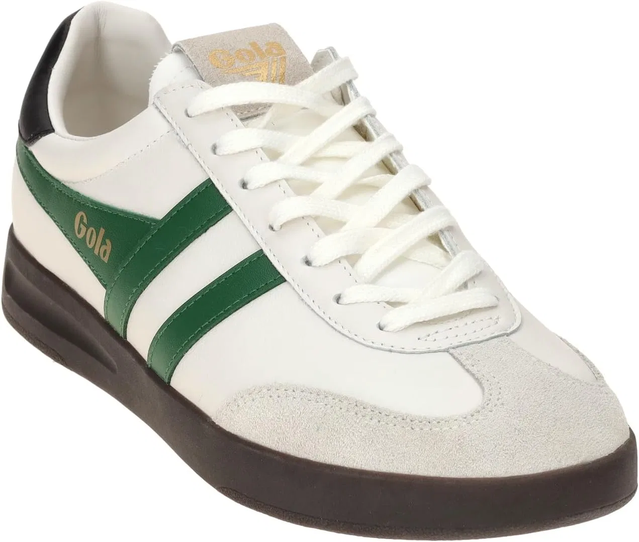 Мужские кожаные кроссовки Gola Cyclone, White Evergreen Black Dark Gum — фото 3