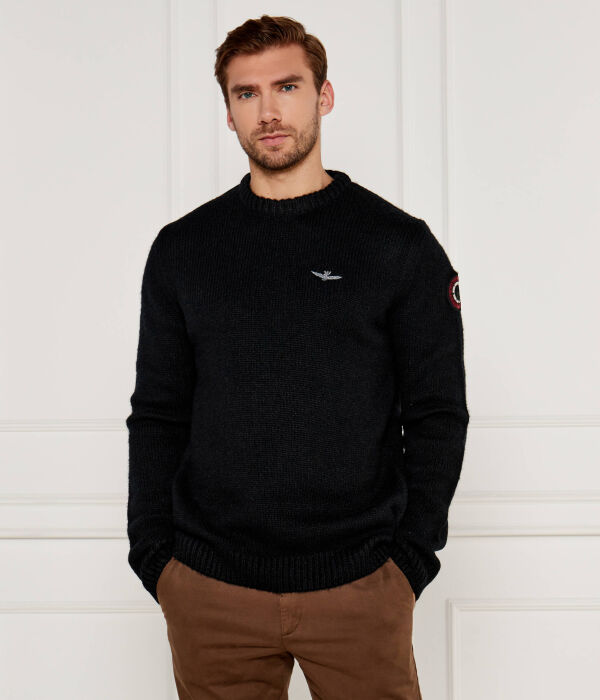 

Шерстяной свитер Regular fit Aeronautica Militare, черный