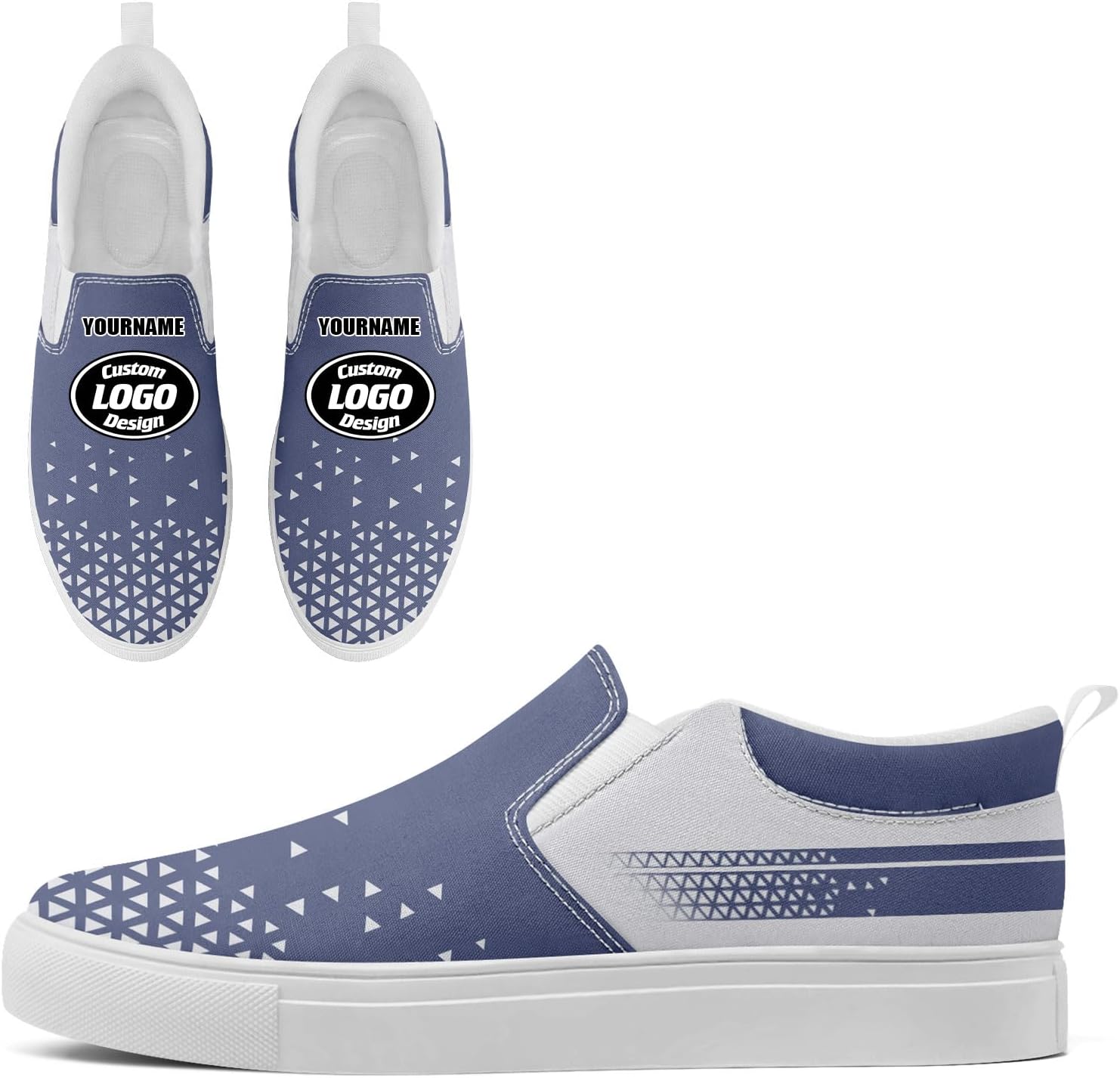 

Кастомизированные корпоративные повседневные слипоны AWSOLE для мужчин и женщин с принтом названия компании и логотипа, удобные кроссовки из холста для прогулок, белый/фиолетовый/светло-фиолетовый