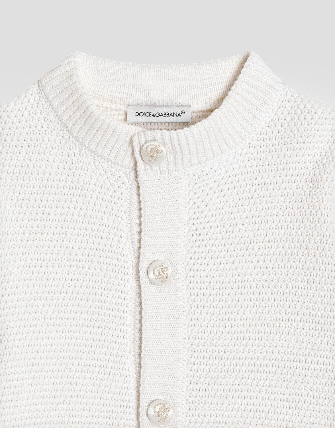 Кардиган из хлопка и кашемира вязки "рис" DOLCE & GABBANA, белый — фото 4