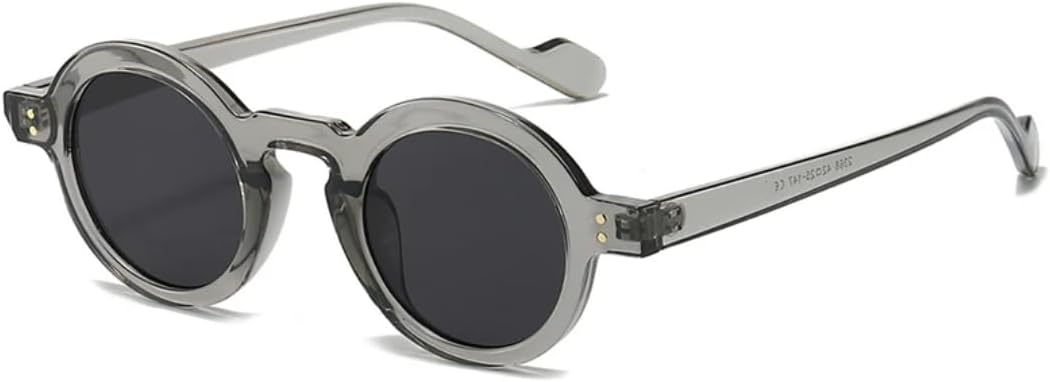 

Ретро маленькие круглые солнцезащитные очки для женщин, модные, с прозрачными линзами цвета океана, защита от УФ-излучения UV400, для мужчин, с заклепками TYUVIVO, Grey Grey