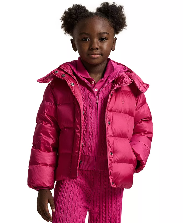 

Детская куртка с капюшоном Metallic для девочек размеров 2T-6X Polo Ralph Lauren, розовый