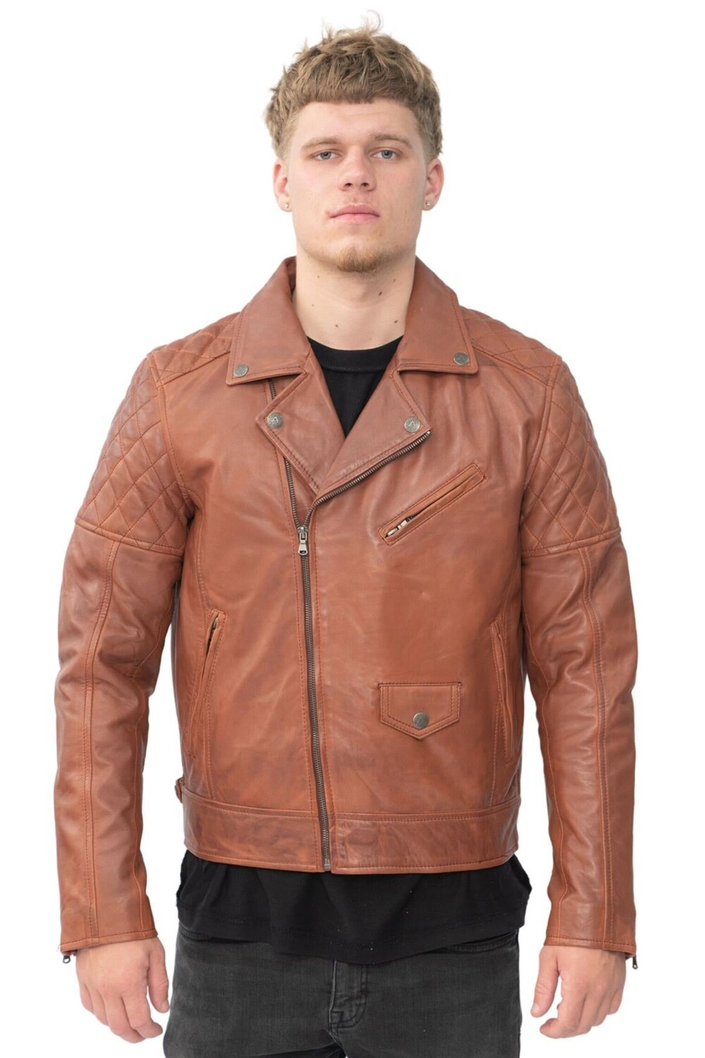 

Кожаная байкерская куртка gibraltar с перекрестной молнией Infinity Leather, коричневый