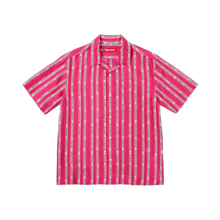 Шелковая рубашка с коротким рукавом Supreme Old English Stripe, розовый
