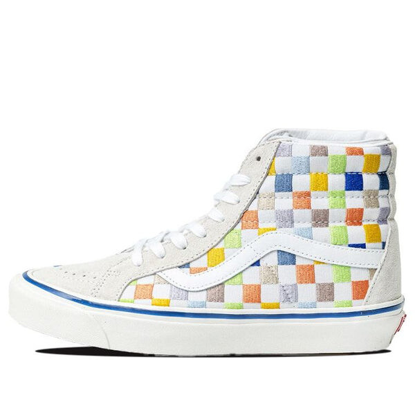 

Кроссовки sk8-hi high top casual skate shoes beige multi-color grid 'cream' Vans, бежевый