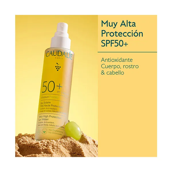 Солнечная вода с высокой степенью защиты Vinosun Spf50+ Caudalie, 150 ml — фото 2