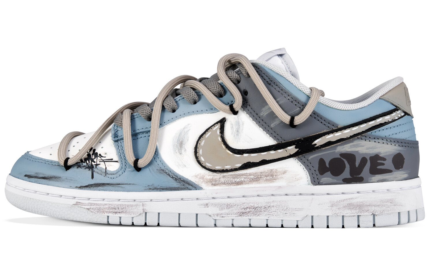 

Кроссовки Nike Dunk Skateboarding Shoes Unisex Low-top Grey/brown/blue, светло-серый